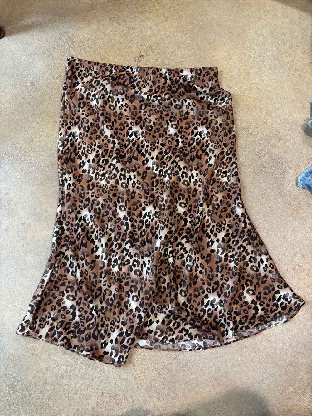 Leopard Print Satin Midi Skirt - Brown/Black